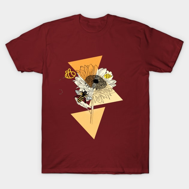 Sunflower and Bee T-Shirt by Color by EM